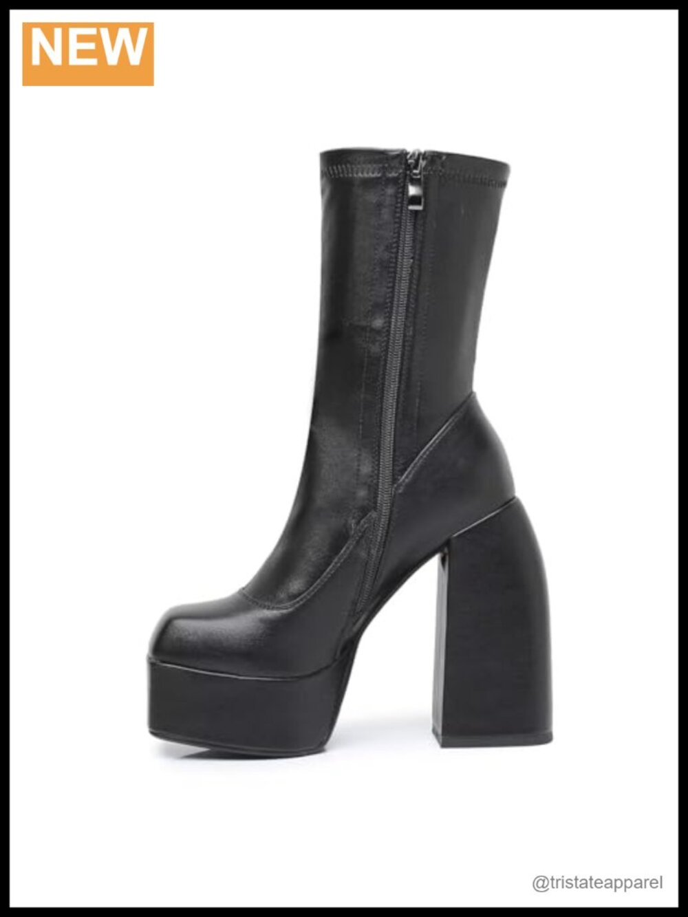 Punk Style High Heel Knee High Boots Waterproof Platform Side Zip Women's Shoes